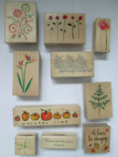Hero Arts Assorted Designs Wooden Rubber Stamps Floral Leaves Text Card Making
