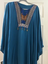 Lovely Kaftan Style Beach Dress Cover-Up, Crochet Panel