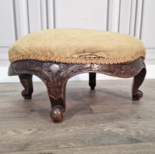 Antique oval footstool - antique, carved