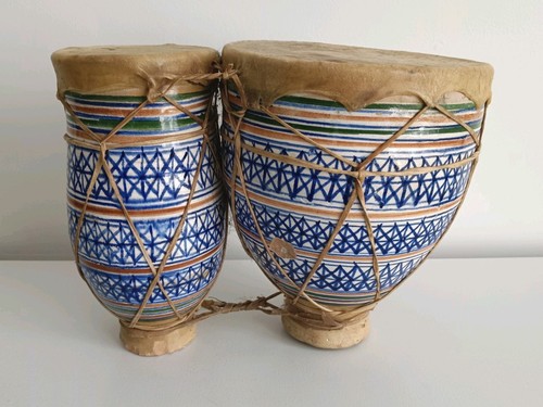 Vintage moroccan ceramic bongo - moroccan,