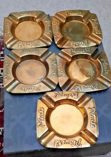 Brass vintage pub ashtrays - 5,