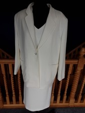 Ladies Cream Jacket Top Skirt 3 Piece Suit G Gold Michael H Size 14 16 Occasion 