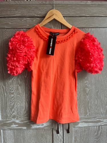 Cameo rose orange floral puff - orange,