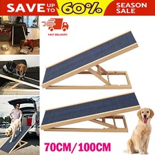 Dog Ramp Solid Wooden Pet Ramp Car Sofa Dog Ladder w/Non-slip Carpet Safety