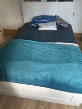 IKEA Brimnes Double Bed Frame White with Storage and Headboard