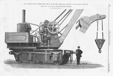 TAFF VALE RAILWAY Locomotive Breakdown Steam Crane Antique Print 1885