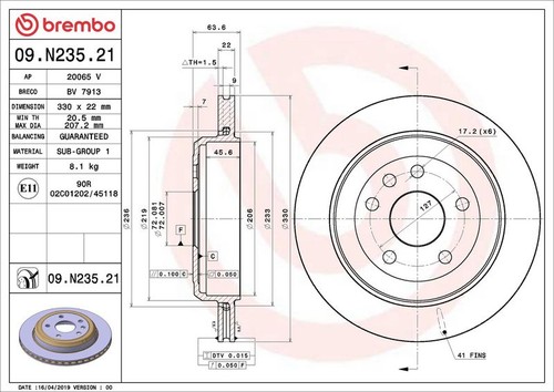 Brembo n235 brake disc - brembo,