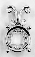 14K White Gold Round Pendant