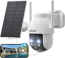ieGeek Outdoor 2K Wireless Solar Battery Security Camera, 360°PTZ Home Wifi CCTV