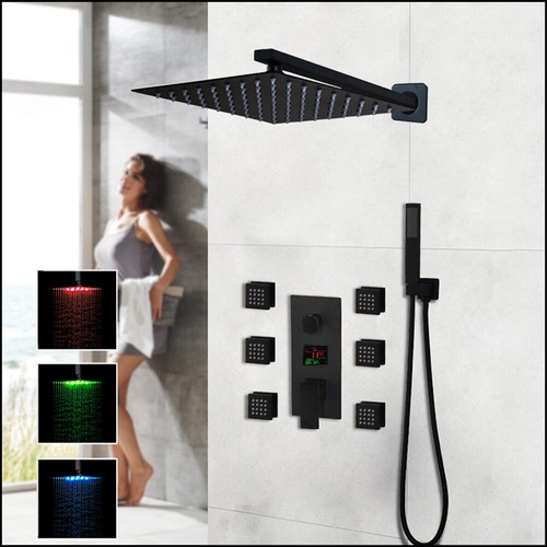 Led black shower head square - shower,