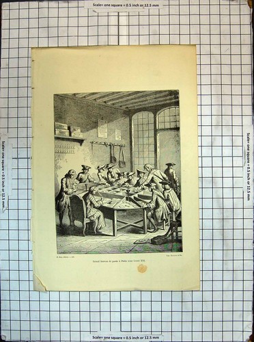 Original old antique print - old,