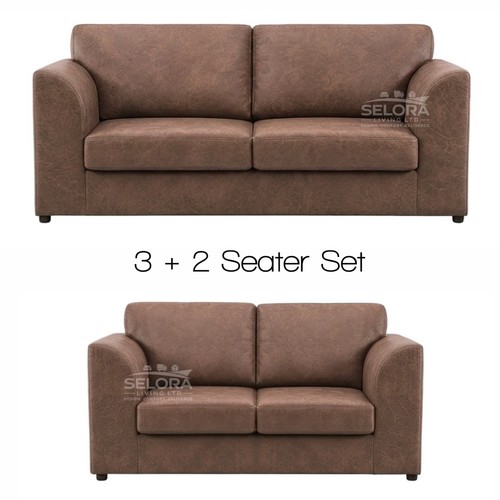 Sofa set brown tan faux - 3+2,
