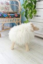 White Fur Ottoman Real