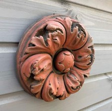 Victorian decorative brick copy antiqued terracotta wall tile "Rosette"