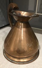 ANTIQUE COPPER PINT FLAGON ALE MEASURE JUG PITCHER 1 PINT.