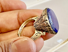 Afghan Tribal Boho Lapis Ring Handmade Kuchi Adjustable Vintage Ethnic