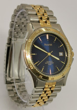 Vtg 1990s Accurist 430000 2 Tone Gold Plate Bracelet 36mm Gents Watch Japan 6M12