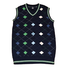 PIN HIGH GOLF Argyle Sleeveless Windbreaker Lined Jumper Pima Cotton Mens Large