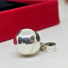 Sterling Silver Ball Pendant 925  Musical Chime  Mayan Bell Harmony 14mm 5.2g