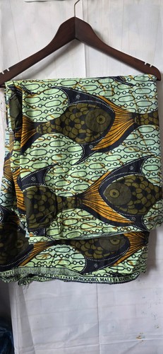 African print fabric - fabric, green