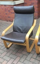 Ikea Poang Brown  Complete Leather Chair  Armchair  (RRP £209 Each) Collect S72