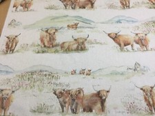 VOYAGE Maison HIGHLAND CATTLE Linen Fabric,Upholstery/Curtains/Blinds/Cushions