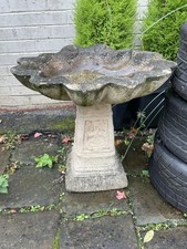 Vintage Shabby Chic Stone / Concrete Decorative Garden Scallop Shaped Bird Bath