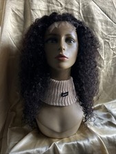 Human Hair Lacefront Black Curly Wig 18 Inches Medium Cap Size