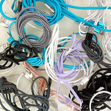 25 x iPhone Charger Data USB Cables Job Lot Mixed Bundle Various Untested