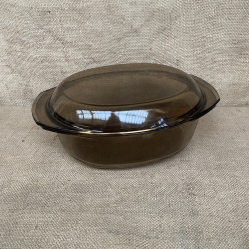 Large smoked glass casserole - glass,