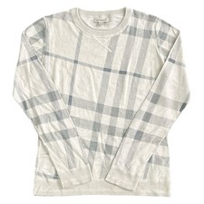 Burberry Knit Jumper Plaid Wool Blend Beige Sweater boys Age 12 Years 152Cm