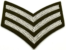 British Military Issue Sergeant Green White Fabric Rank Chevron Patch