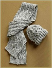 Knitting Pattern Ladies or Mens Hat and Scarf with Cable Pattern in Aran Yarn 