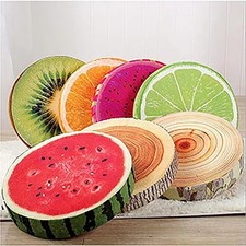 Round Plush Seat Cushion Wood