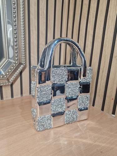 Silver chrome purse vase - silver,