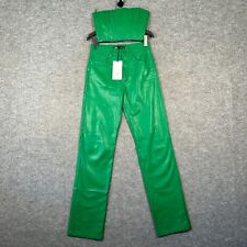 Zara Set Womens Extra Small Green Faux Leather Coord Trousers Corset Top 2 Piece