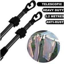 Telescopic Washing Line Prop Pole Clothes Line Dry Clothes Drying Airer Support