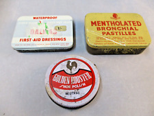 Vintage Retro Tins - First Aid - Bronchial Pastilles - Shoe Polish -1950s/60s
