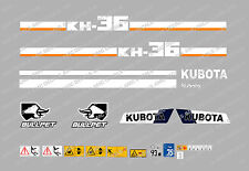KUBOTA KH36 MINI DIGGER COMPLETE DECAL SET WITH SAFETY WARNING SIGNS