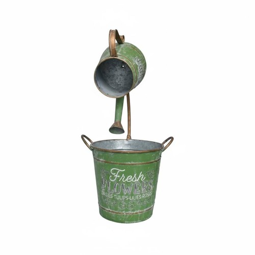 Vintage metal planter embossed - planter,
