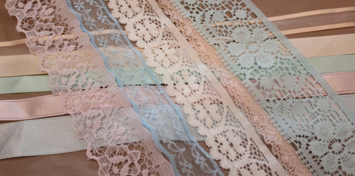 Pastel lace and ribbon - and,
