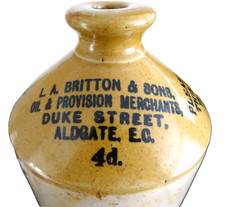 Antique Stoneware Flagon-L A