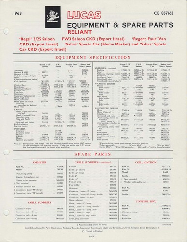 Reliant regal sabra lucas - reliant, 3/25