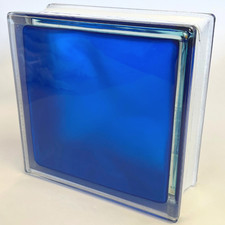 Dark Blue Wavy Glass Brick Block Architectural Privacy Wall Square 190mm x 80mm