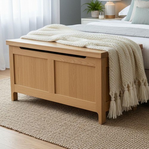 Solid oak blanket box como - oak,