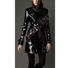 Women PVC Leather Trench Vinyl