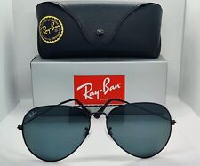 Ray-Ban Aviator Unisex Sunglasses Black Frames, Dark Grey Lenses 62mm