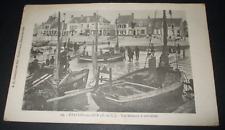 WW1 era real photo style postcard ETAPLES sur MER SHRIMP BOATS HARBOUR