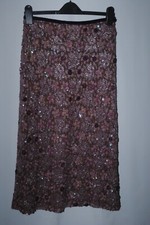 Renato Nucci Womens Purple & Brown Bead & Sequin Detail Midi Skirt Uk Size 12