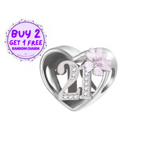 21 Heart Charm For Bracelet